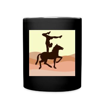 CHEVAL DE SAUT - PAYSAGE DÉSERTIQUE - SPORT ÉQUESTRE - Mug uni - noir - Devant