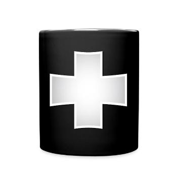 Croix d’argent | Croix d’argent avec ombre - Mug uni - noir - Devant