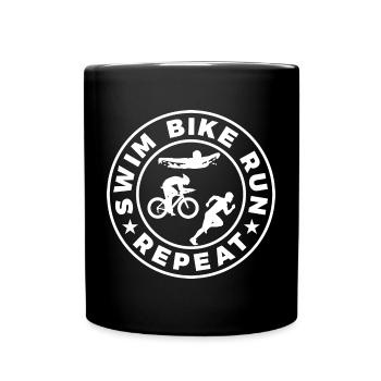 Swim Bike Run Repeat - Tasse einfarbig - Schwarz - Vorne
