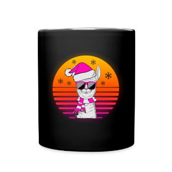 Lama Alpaga Retro Vintage Sun Idée cadeau - Mug uni - noir - Devant