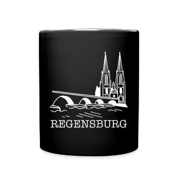 Regensburg weiß - Tasse einfarbig - Schwarz - Vorne