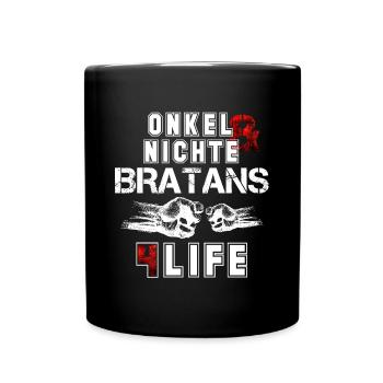 Onkel und Nichte Bratans fürs Leben Geschenk - Tasse einfarbig - Schwarz - Vorne