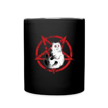 Dark cat occult pentacle Halloween - Full Colour Mug - black - Front