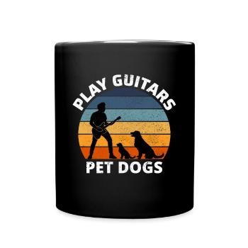 Spielen Gitarren Pet Dogs Musik Musiker Bassist Funny - Tasse einfarbig - Schwarz - Vorne