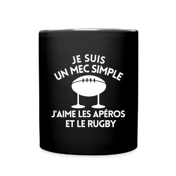 rugby, rugbyman, fan de rugby - Mug uni - noir - Devant
