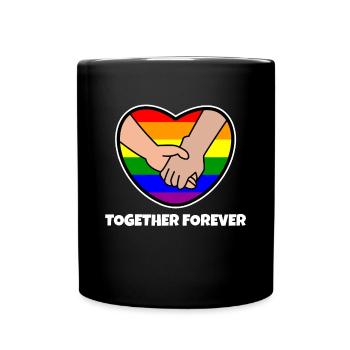 Relationship Homo Statement Heart Pride Rainbow - Full Colour Mug - black - Front