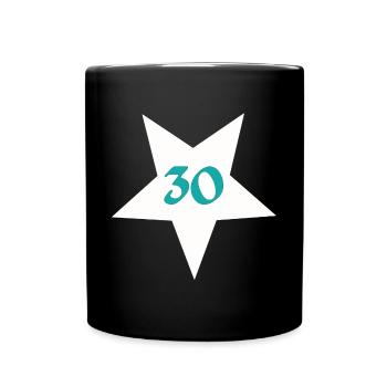 was zum schenken, 30 sternmotiv - Tasse einfarbig - Schwarz - Vorne