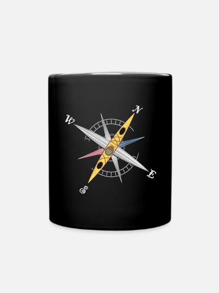 Cooles Kajak Design mit Kompassrose, gelbes Kajak - Tasse einfarbig - Schwarz