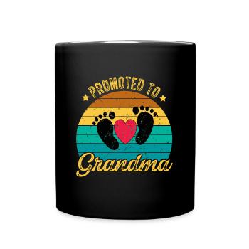 Promoted to Grandma - Befördert zur Oma Retro - Tasse einfarbig - Schwarz - Vorne