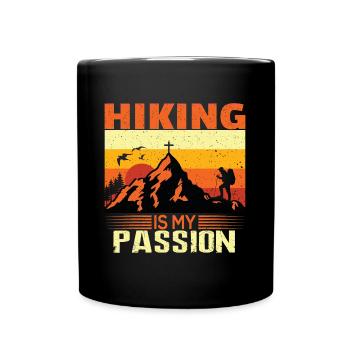 Hiking is my passion Hikers Hiking Nature Mountains - Full Colour Mug - black - Front