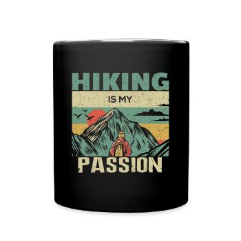 Hiking is my passion Hikers Hiking Nature - Full Colour Mug - black - Front