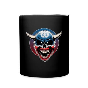 Evil clown skull with demonic laughter - Full Colour Mug - black - Front