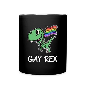 Dinosaur Gay Lgbt Rainbow Flag Saying - Full Colour Mug - black - Front