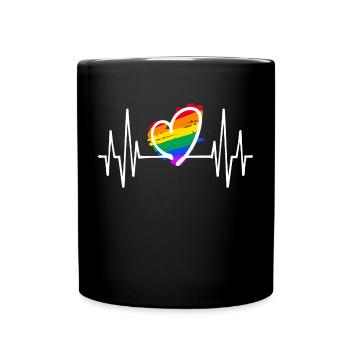 Heart Lgbt Rainbow Gay Relationship Sexuality - Full Colour Mug - black - Front