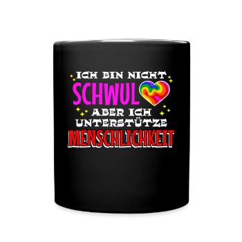 Herz Statement Menschenrechte Beziehung Regenbogen - Tasse einfarbig - Schwarz - Vorne
