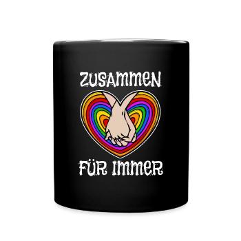 Lgbt Liebe Statement Herz Regenbogen Beziehung - Tasse einfarbig - Schwarz - Vorne