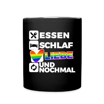 Liebe Lgbt Herz Menschenrechte Spruch Regenbogen - Tasse einfarbig - Schwarz - Vorne