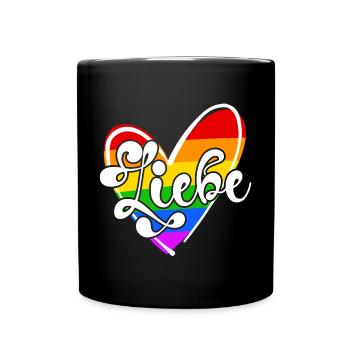 Regenbogen Lgbt Herz Menschenrechte Beziehung - Tasse einfarbig - Schwarz - Vorne