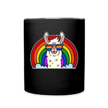 Bisexuell Beziehung Cool Lama Lgbt Regenbogen - Tasse einfarbig - Schwarz - Vorne