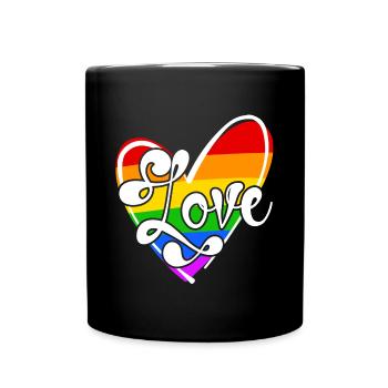 Relation Amour LGBT Sexualité Coeur Bisexuel - Mug uni - noir - Devant