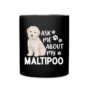 Maltipoo Hund - Tasse einfarbig - Schwarz - Vorne