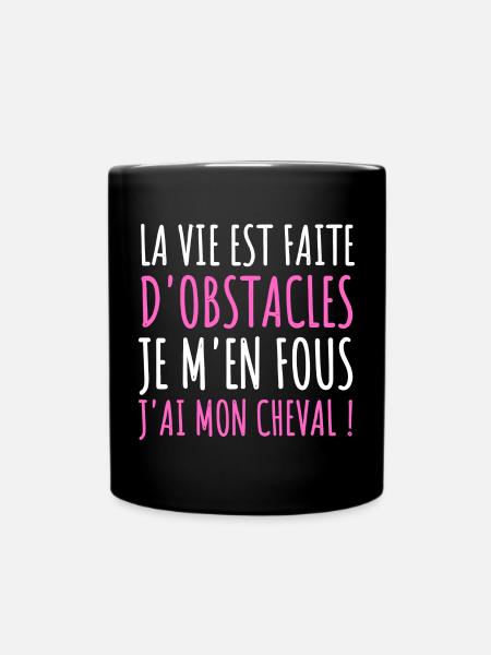 Cheval humour équitation cadeau cavalière drôle - Mug uni - noir