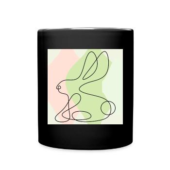 DESSIN AU TRAIT DU LAPIN DE PÂQUES - Mug uni - noir - Devant