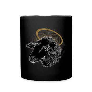 schwarzes Schaf goldener Heiligenschein - Tasse einfarbig - Schwarz - Vorne