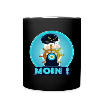 Norddeutsche Begrüßung - Eisbär Segeln - MOIN - Tasse einfarbig - Schwarz - Vorne
