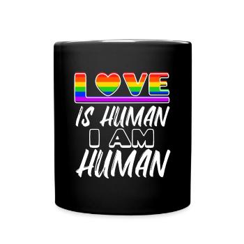 Human Rights Lgbt Love Heart Statement Homo - Full Colour Mug - black - Front