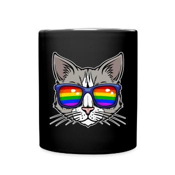 Lesbian Bisexual Relationship Cool Lgbt Cat - Full Colour Mug - black - Front