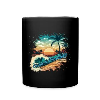 Plage de surf tropicale Escape to Paradise - Mug uni - noir - Devant
