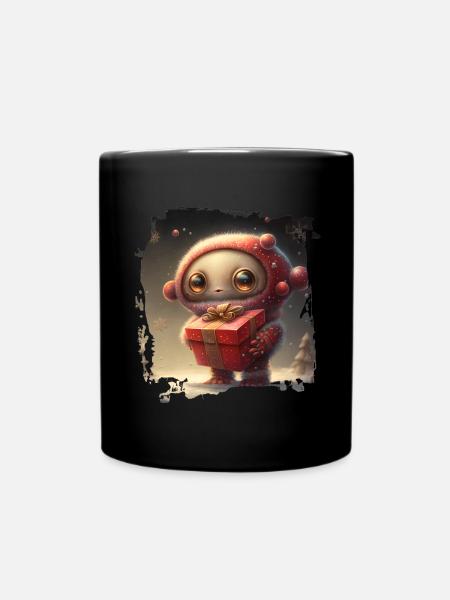 Cuddly space hero with gift - Full Colour Mug - black