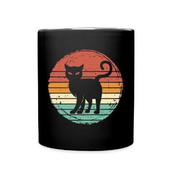 Chat Chats Amoureux Rétro Cadeau - Mug uni - noir - Devant