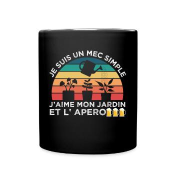 Jardin et apéro humour jardinier cadeau vintage - Mug uni - noir - Devant