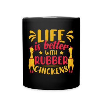 Funny Rubber Chicken - Full Colour Mug - black - Front