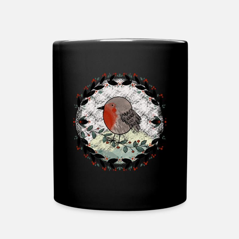 Rotkehlchen Illustration - Tasse einfarbig - Schwarz