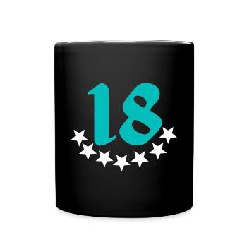 geschenkidee, 18 mit sternenmuster - Tasse einfarbig - Schwarz - Vorne