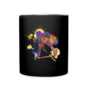 Stunt Scooter - Tasse einfarbig - Schwarz - Vorne