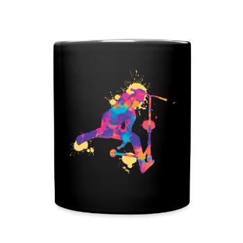 Stunt Scooter colorful - Tasse einfarbig - Schwarz - Vorne