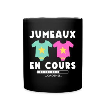 Jumeaux en cours humour annonce naissance cadeau - Mug uni - noir - Devant