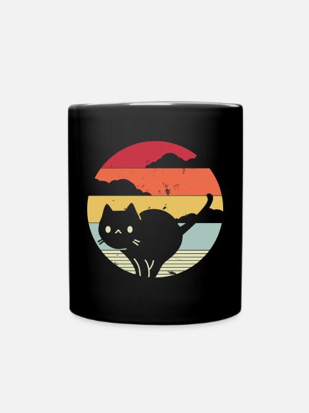 Lustige Katze im Retro-Stil - Tasse einfarbig - Schwarz