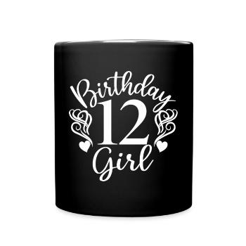 12th Birthday Girl, 12 Years Old Gift For Kids - Full Colour Mug - black - Front
