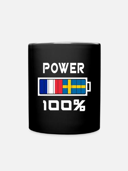 Power 100% Schweden und Frankreich - Tasse einfarbig - Schwarz