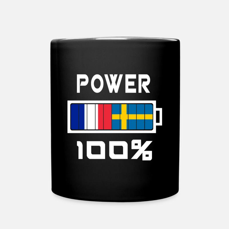 Power 100% Schweden und Frankreich - Tasse einfarbig - Schwarz