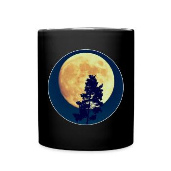 Moonlit Night Forest Silhouette - Full Colour Mug - black - Front