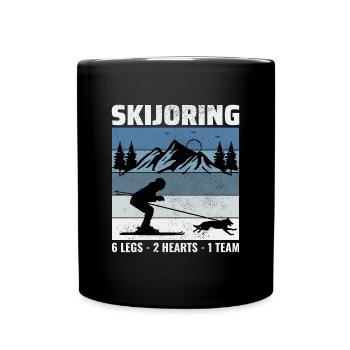 Dog Skijoring Extreme Winter Sport Ski Race Racing - Full Colour Mug - black - Front