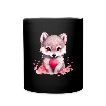 Wolf Cadeau de Saint-Valentin - Mug uni - noir - Devant