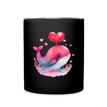 Wal Valentinstag Geschenk - Tasse einfarbig - Schwarz - Vorne