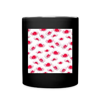 japanisches Blumenmuster, Spinnen lilien muster - Tasse einfarbig - Schwarz - Vorne